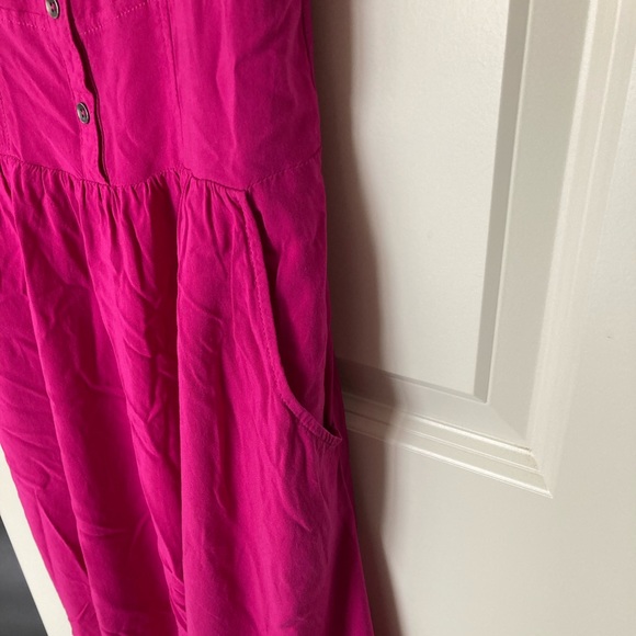 Magenta Poplin Strappy Button-Up Mini Dress with Pockets Size Small - Picture 4 of 5